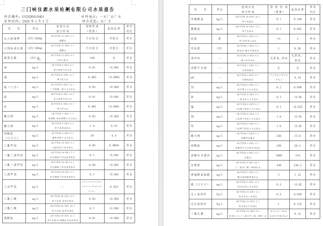 三門,峽市,供水,集團,有限,公司,出廠,水水, . 三門峽市供水集團有限公司出廠水水質(zhì)信息（2026年02月）