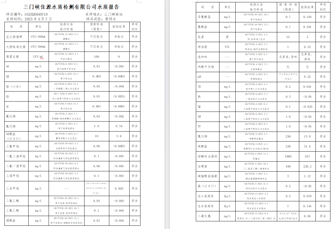 三門,峽市,供水,集團(tuán),有限,公司,出廠,水水, . 三門峽市供水集團(tuán)有限公司出廠水水質(zhì)信息（2026年04月）