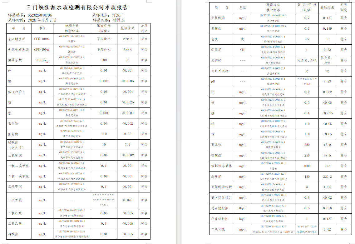 三門,峽市,供水,集團(tuán),有限,公司,出廠,水水, . 三門峽市供水集團(tuán)有限公司出廠水水質(zhì)信息（2026年04月）